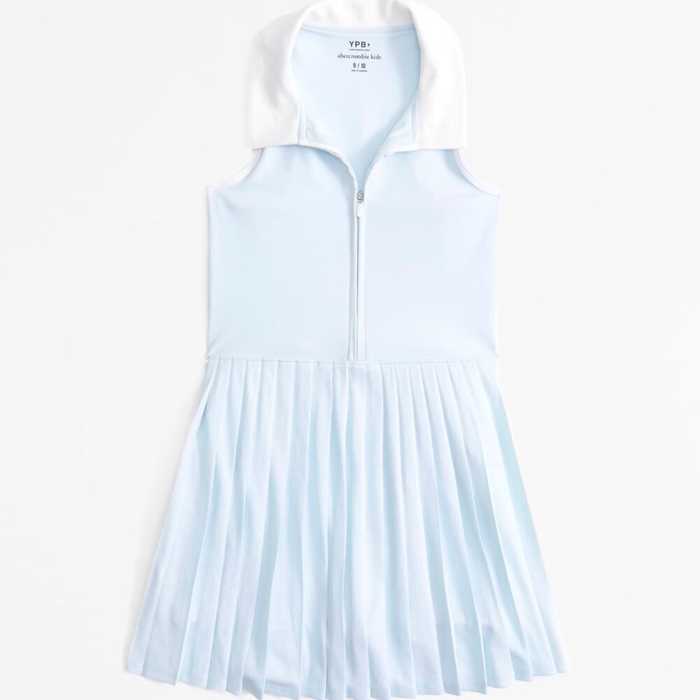 Like New Abercrombie kids ypb half-zip pleated mini dress Light Blue 15/16 - Picture 1 of 7